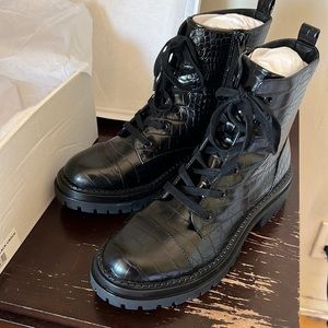 Black Croc Combat Boots